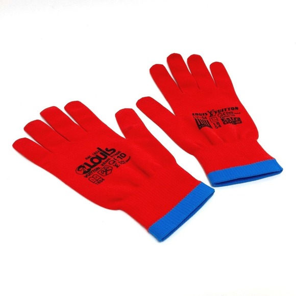LOUIS VUITTON MP2336 Gon RGB Gloves, Men's Nylon, Red, Like